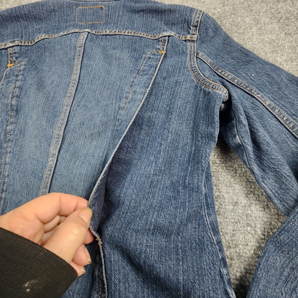 Vintage Guess Jeans Women's S Denim Jacket 90's Trucker Dark Wash Cropped Y2K - Picture 7 of 11